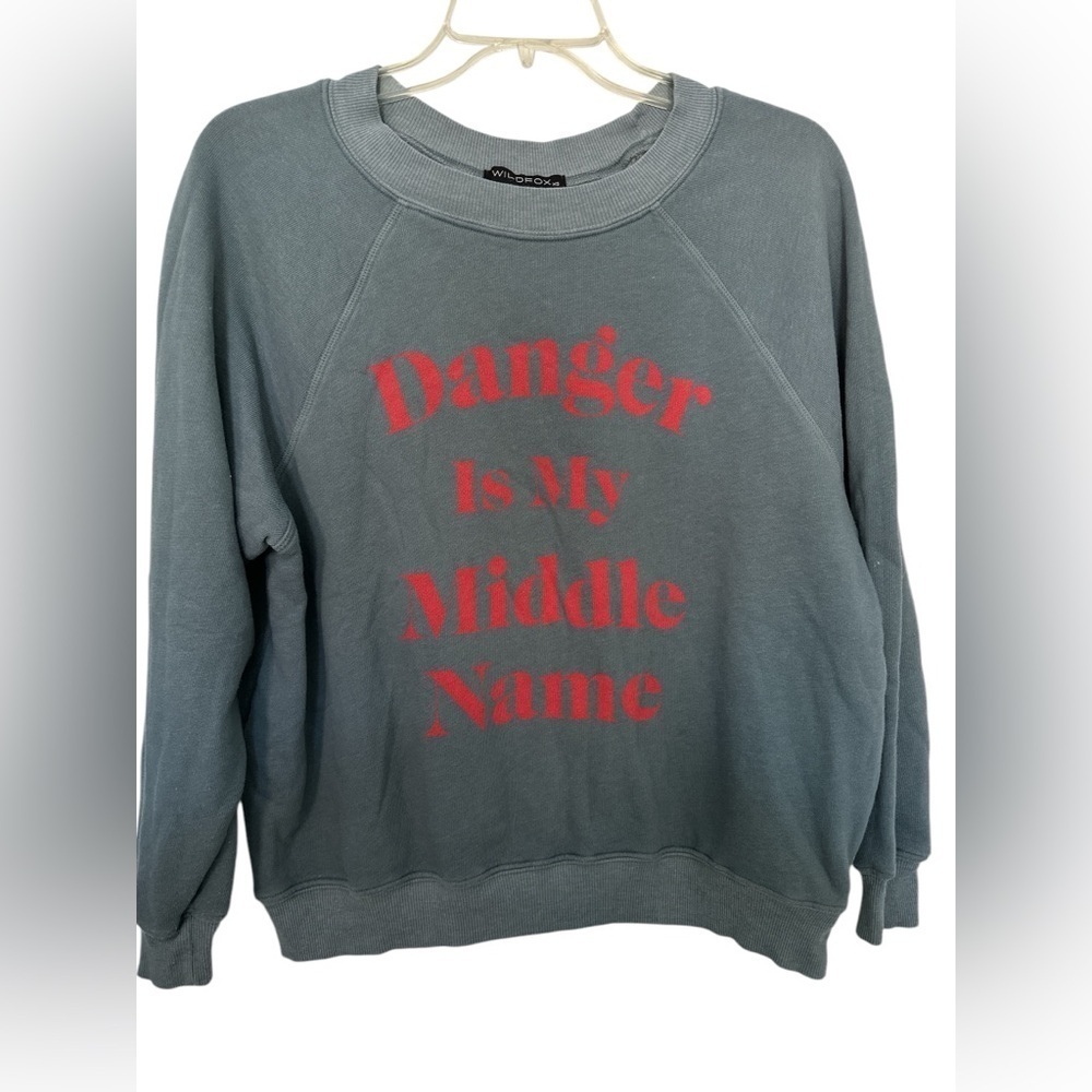 Wildfox Danger Is My Middle Name gray red sweatshirt